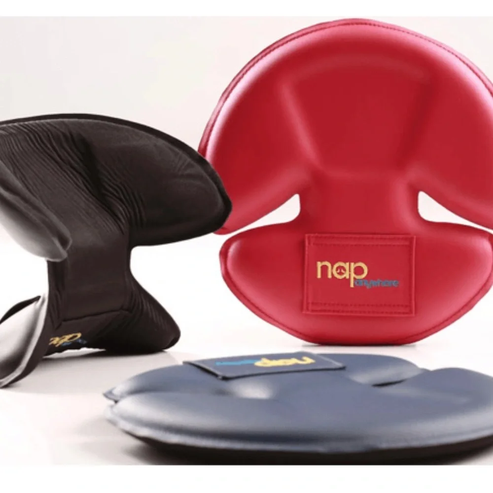 Nap Anywhere Travel Headrest in Crimson & Black 12 X 12 X 1.5” Vacation Hoilday